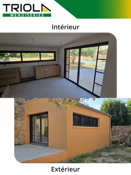 Menuiseries gris anthracite aluminium Schüco PVC Réhau moustiquaires Samer Blauzac intérieur extérieur