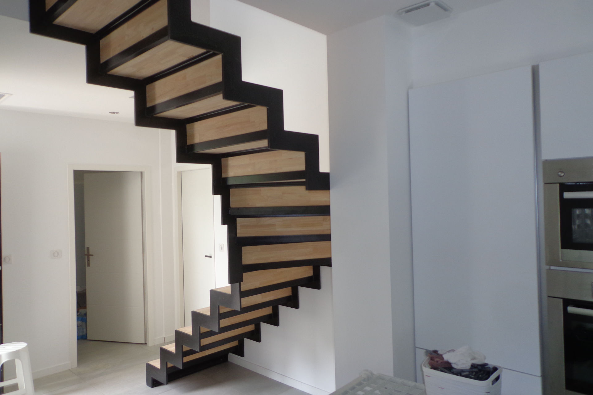 Escalier quart-tournant hevea